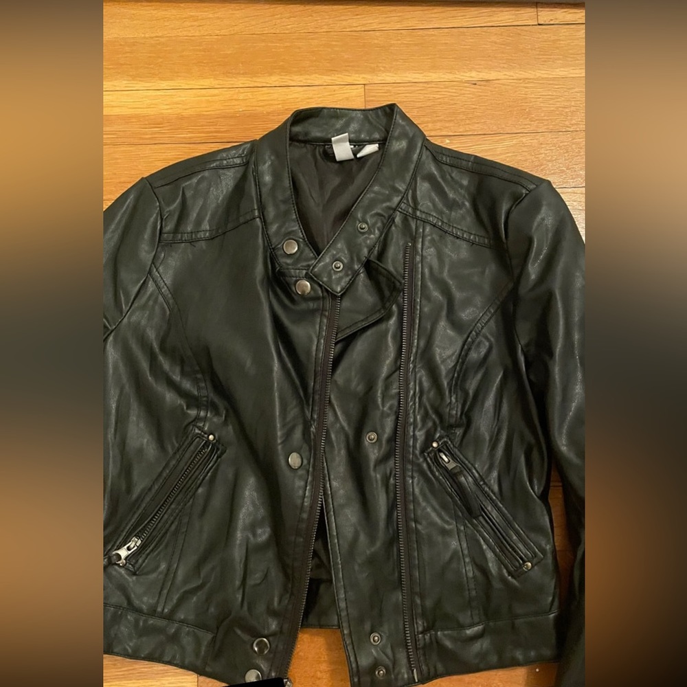 Womens faux leather moto jacket
